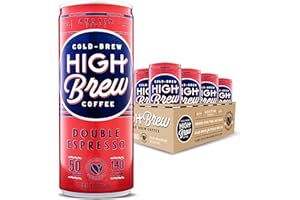 High Brew Coffee, Cold Brew Coffee, Double Espresso, 8 Fl Oz, Ready-To-Drink (Pack of 12)