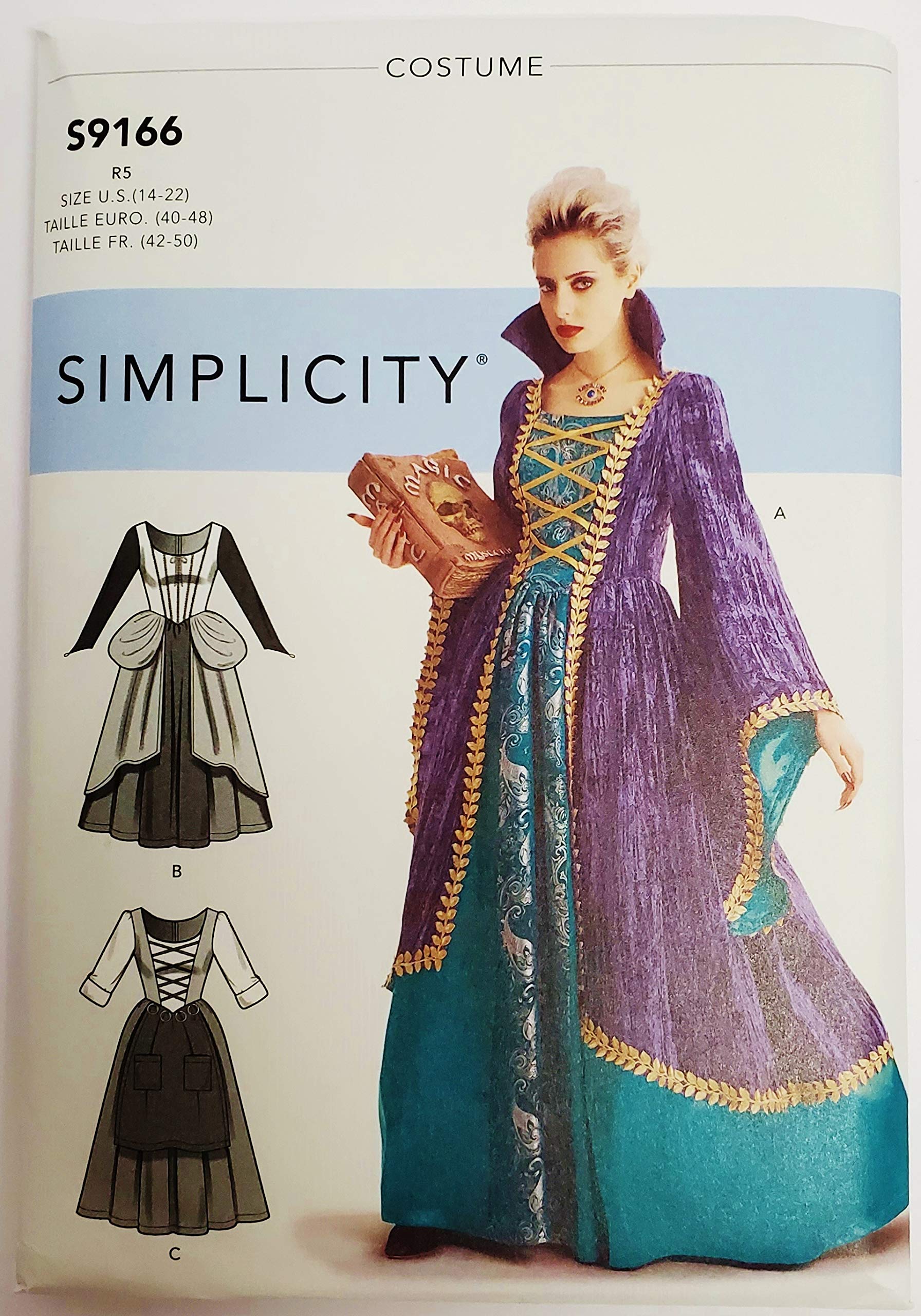 SIMPLICITY SS9166R5 Conjure up Some Magic in Fanciful Witchy pop Culture Appeal. Sizes for Misses 6-22-for Group costuming, R5 (14-16-18-20-22), White