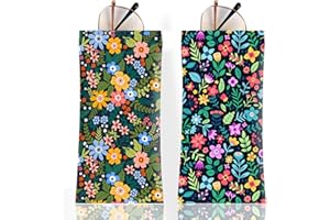 Anikathy 2Pcs Sunglass Eyeglass Glasses Case Soft PU Leather with Cleaning Cloth Cute Glasses Pouch Bag for Men Women Girs