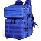 Hitkmi 45L/25L/9L Tactical Backpack for Men and Women Military Heavy Duty Molle Backpack Army Assault Pack Travel Camping Gym Work Rucksack Daypack (Klein Blue, Small 25L)