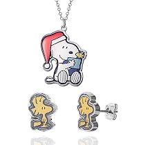 SALLY ROSE Set 6 Paia Orecchini Peanuts Ufficiali: Snoopy E Woodstock In Smalto. Borchie E Cerchi