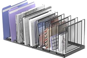 JMHUD 9-Section Desk File Organizer, Vertical File Holder, Mesh Desktop File Folder Metal File Binder Organizer Stand for Office Home Classroom, Black