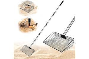 LRQZHSYL 10inch Large Metal Chicken Poop Scooper, Chicken Poop Scooper for Sand with Adjustable Stainless Steel Handle, Chicken Coop Scooper for Sand Suitable for Chicken Coops, Rabbit Coops, Stables, Gardens