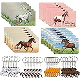 BRALEO Horse Valentines Cards 24 pcs Horse Keychains Gift Cards Classroom Exchange Prize