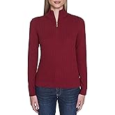 Nautica Womens 1/4 Zip Mockneck Cable Sweater