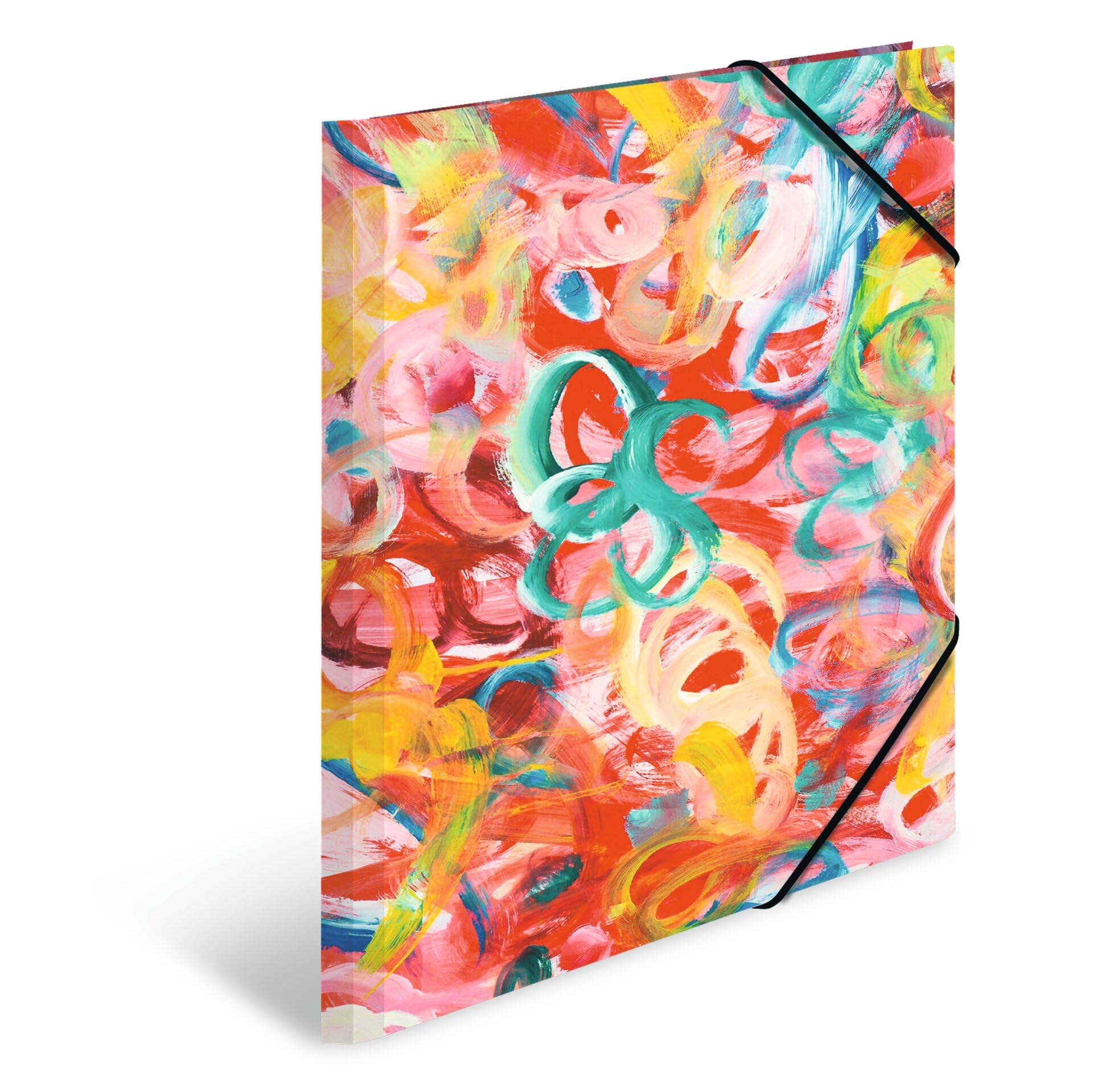 HERMA 19296 Portfolio Folder A3 Impressions Painting, Children's Corner Folder Made of Cardboard with Inner Print and Elastic Band, Sturdy Cardboard Folder for Boys and Girls