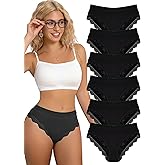 Cinvik Sexy Underwear for Women Plus Size Panties Women's Underwear Sexy Lace Trim Lacyfit Lady's Multicolor Lace Bikini Pack