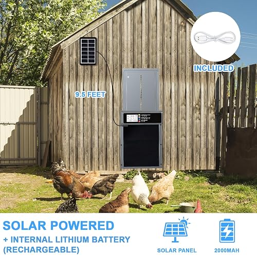 Chicken Coop Timer Door Solar Powered Automatic Chicken & Light Sensor ...