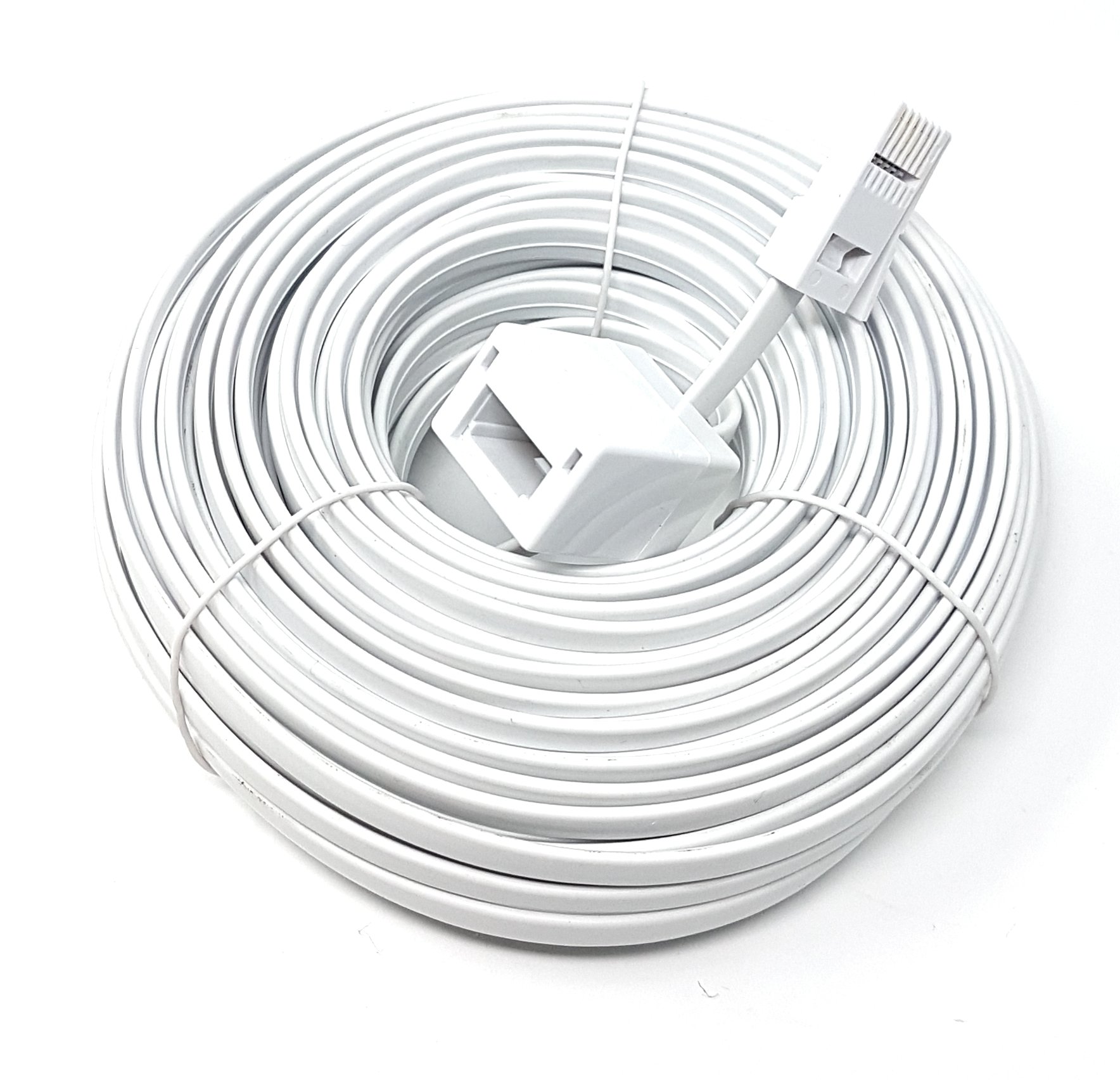 Maincore 20m long White BT Telephone Extension Cable Lead For Office & Home 6 Wire (631a) BT Male to BT Female (Available in 2m, 3m, 5m, 10m, 15m, 20m) (20m)