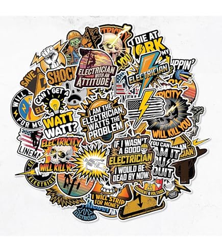 50pcs Electrician Stickers For Hard Hats – Waterproof Vinyl Decals For Helmets, Toolboxes & Water Bottles - View #7