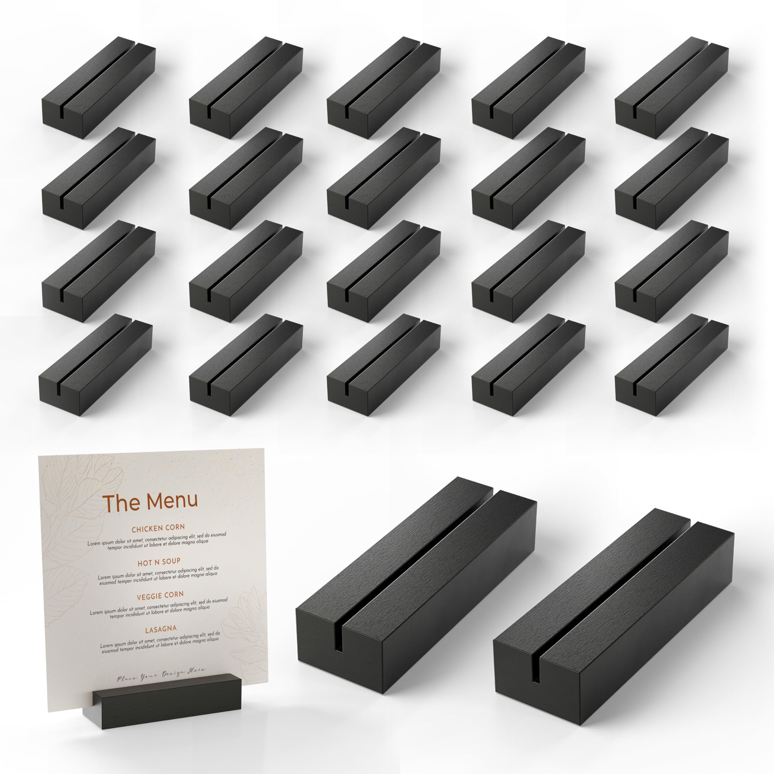Photo 1 of Tidita Place Card Holder 4.7x1.6x1 Acacia Wood-Acrylic Sign Holders - Table Card Display Stands, Perfect for Table Number Signs, Wedding Party Events - Acrylic Sign NOT Included (Pack 20 Black Color)