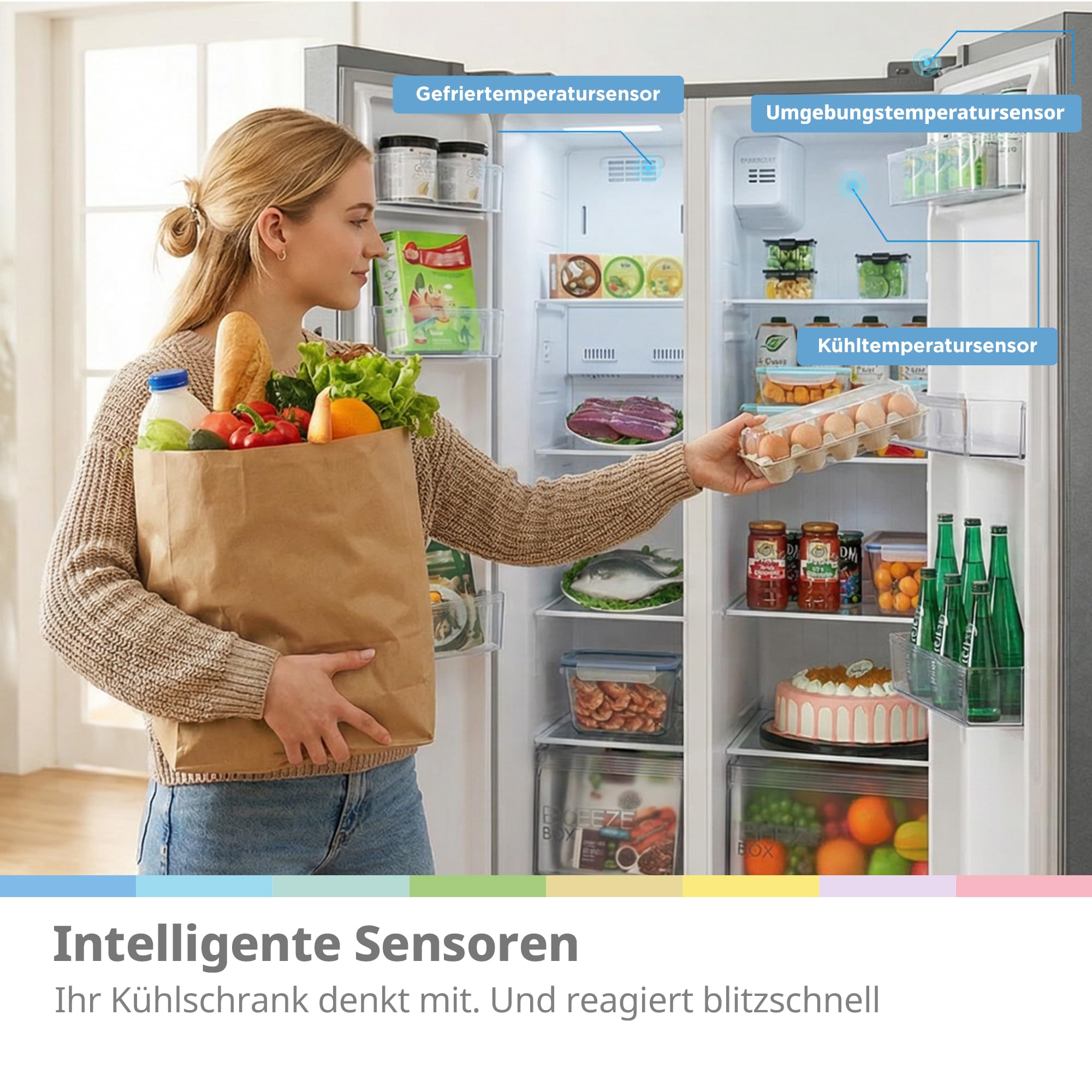 Comfee' Side-by-Side Kühl-Gefrierkombination 553 L | No Frost, 35 dB, Multi-Air-Flow | Platinum Fresh, Sensor & SuperCool | Titan-Grau, RCS536LS01EU(E) 4