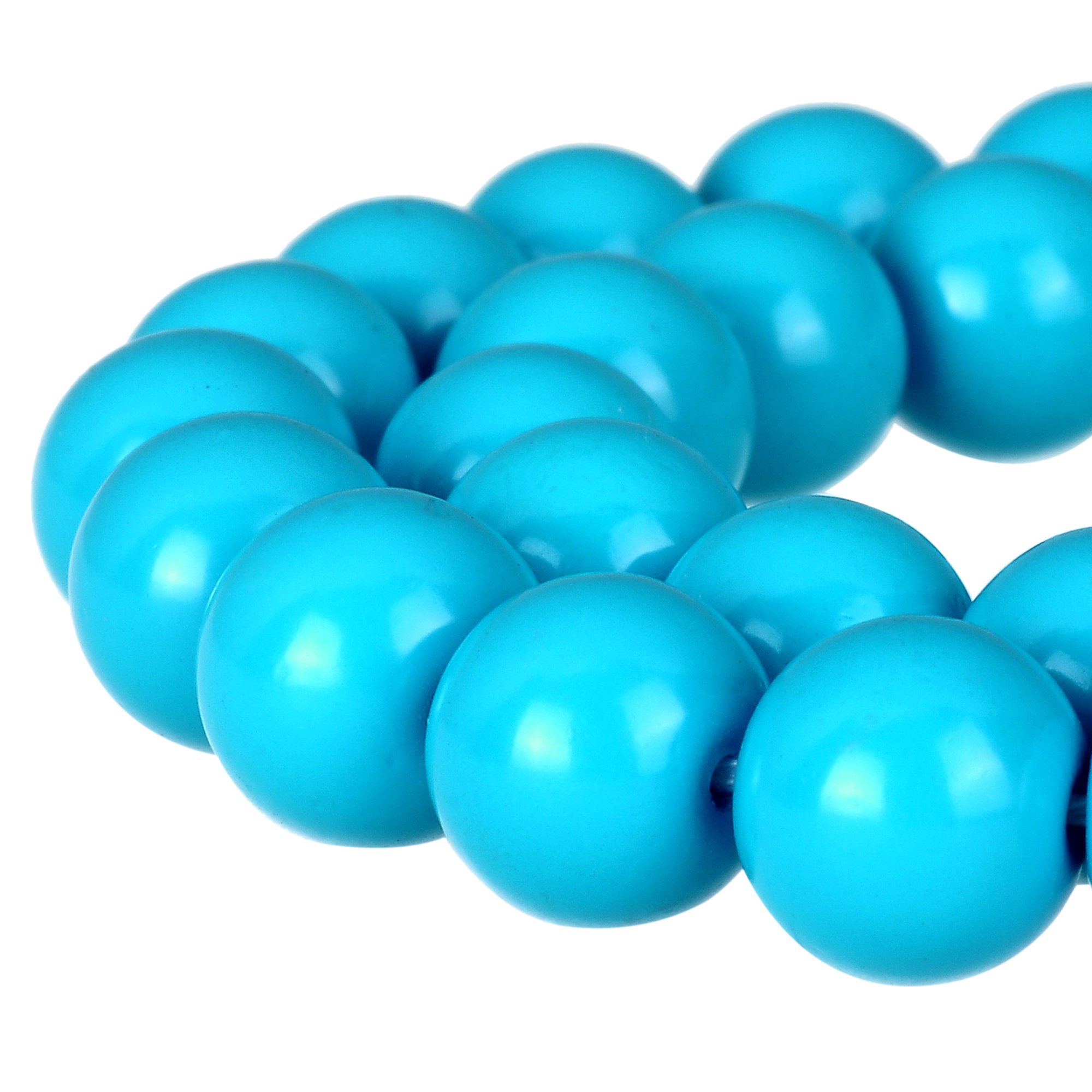 RUBYCA Round Opaque Painted Druk Czech Glass Beads Bulk Jewellery Making Supplies Strand, Blue, 10mm