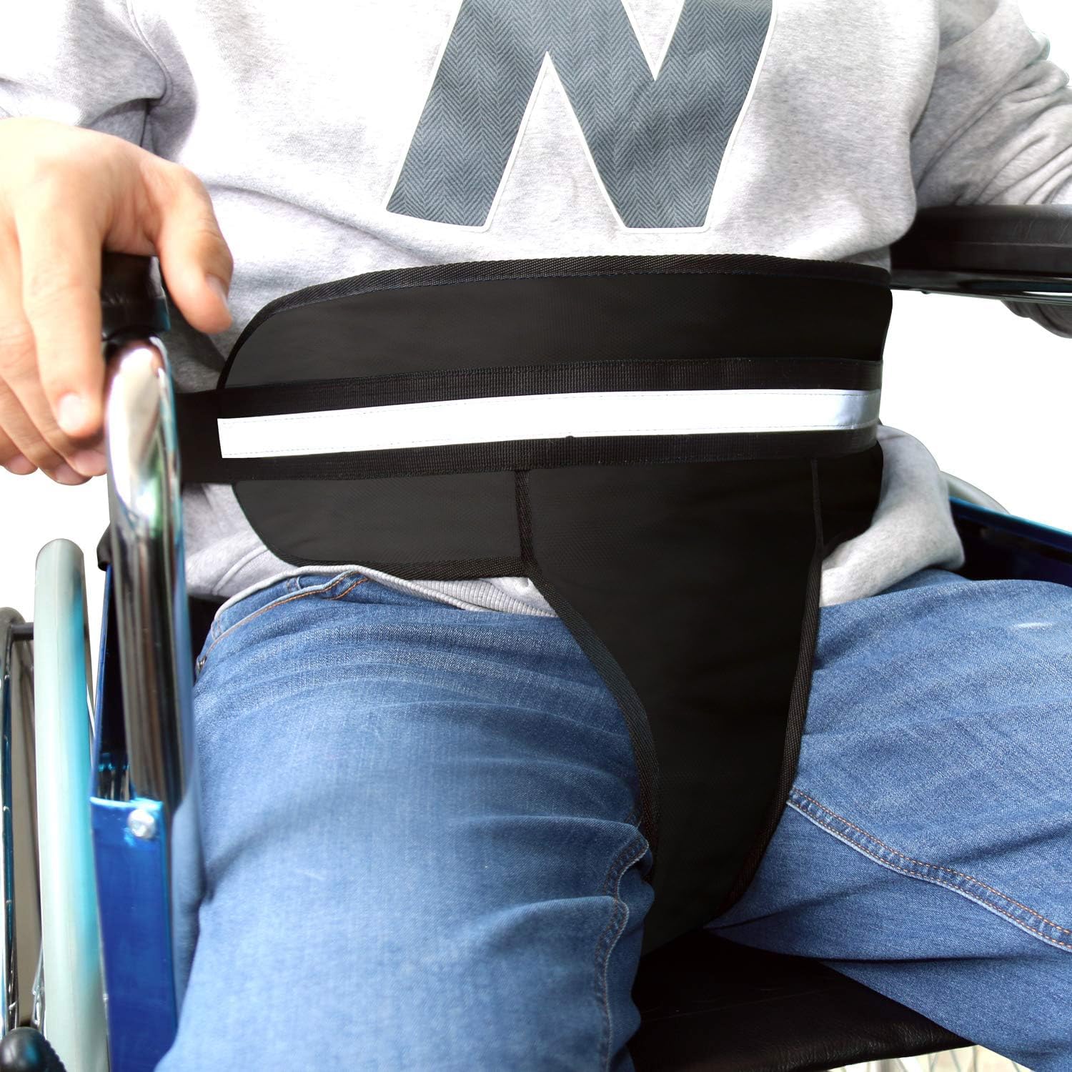 Photo 1 of LEAD MODUDU Wheelchair Seat Belt Restraint Systems Chest Cross Medical Restraints Harness Chair Adjustable Strap Patients Cares Elderly Safety (Black)
