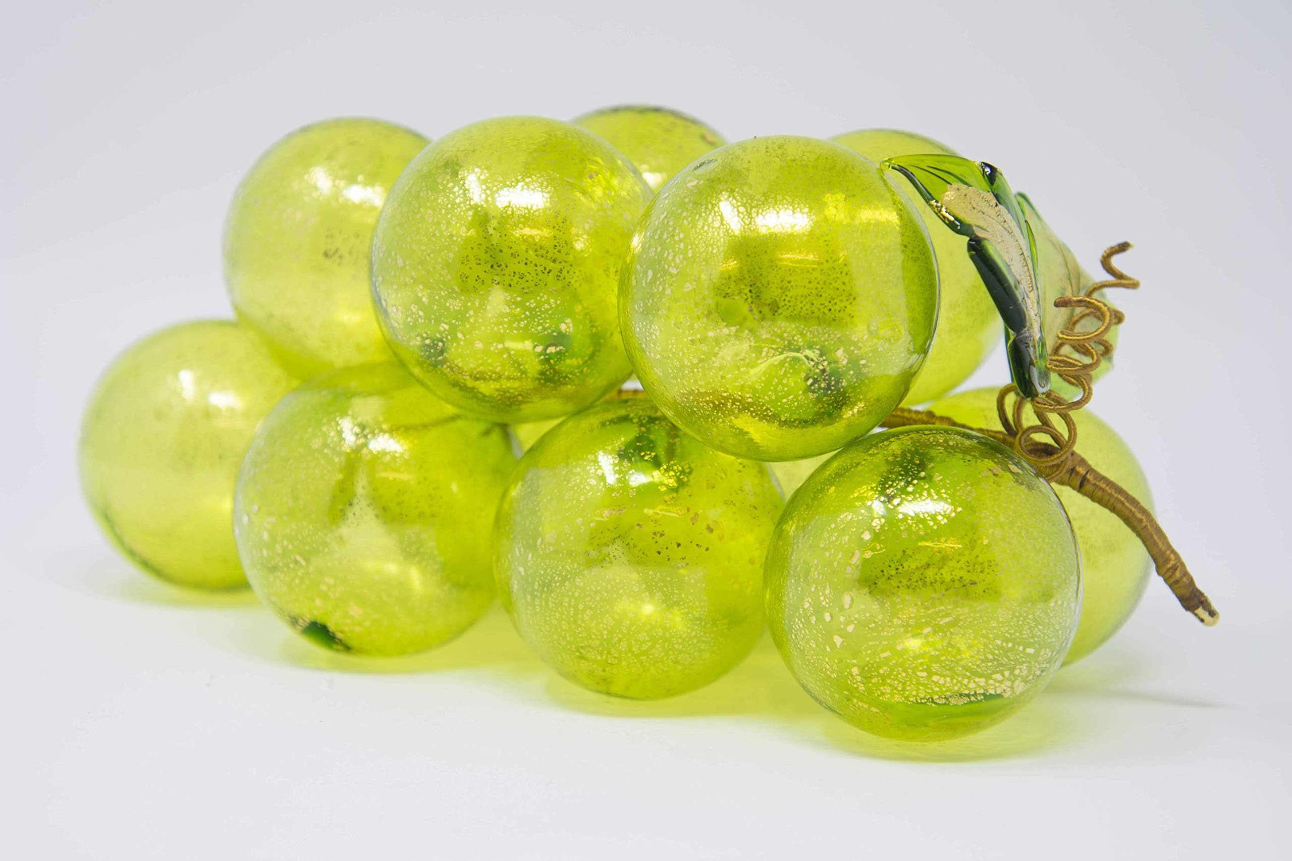 Large Blown Green Grapes, Murano Glass Decor - Hand Made in Italy