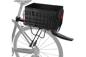 Aneco Rear Bike Rack with Folding Basket and Waterproof Bag Quick Release Bicycle Cargo Rack Universal Touring Carrier for Mountain Road Bike