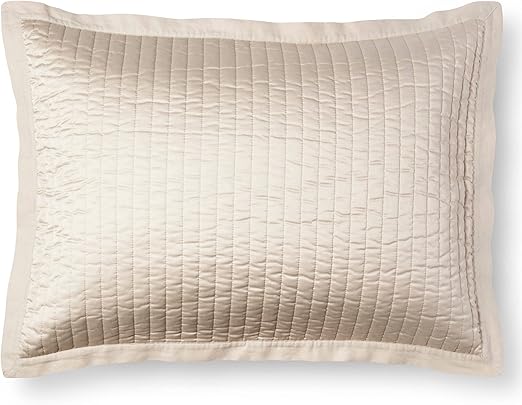 Amazon Com Fieldcrest Cream Sateen And Linen Trim Quilted Pillow
