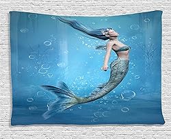Ambesonne Underwater Tapestry, Mermaid Fishtail
