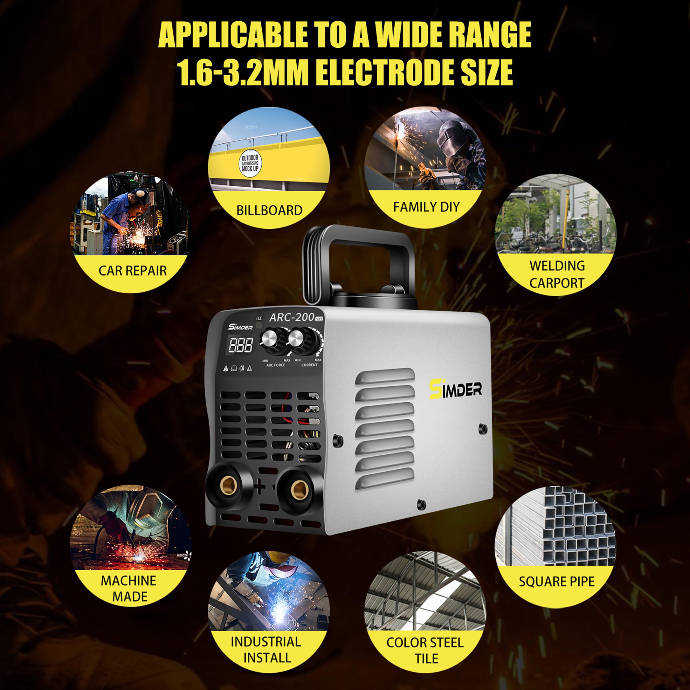 SSimder Mini Stick Welder 110V 220V Dual Voltage 4.98LB Portable Welding Machine IGBT Inverter ARC Force Adjustable ARC Welder for Workshop Outdoor Supports E6013 E7018 Rods 1/16