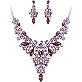 EVER FAITH Women's Austrian Crystal Elegant Bridal Hollow Flower Leaves Necklace Earrings Set