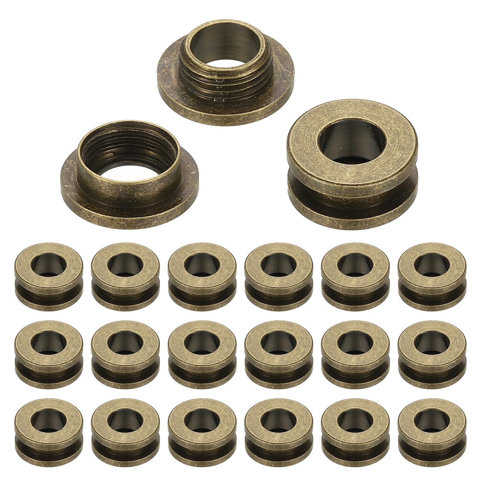 PATIKIL 8mm(1/3 inch) Solid Brass Hole Eyelets, 20 Pcs Flat Self Backing Grommets with Washer for Shoes Clothes Crafts Bag Leather Craft, Bronze
