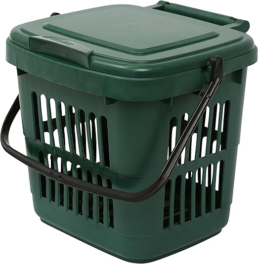 Vented Green 7 Litre Kitchen Food Waste Caddy/Bin for Composting and