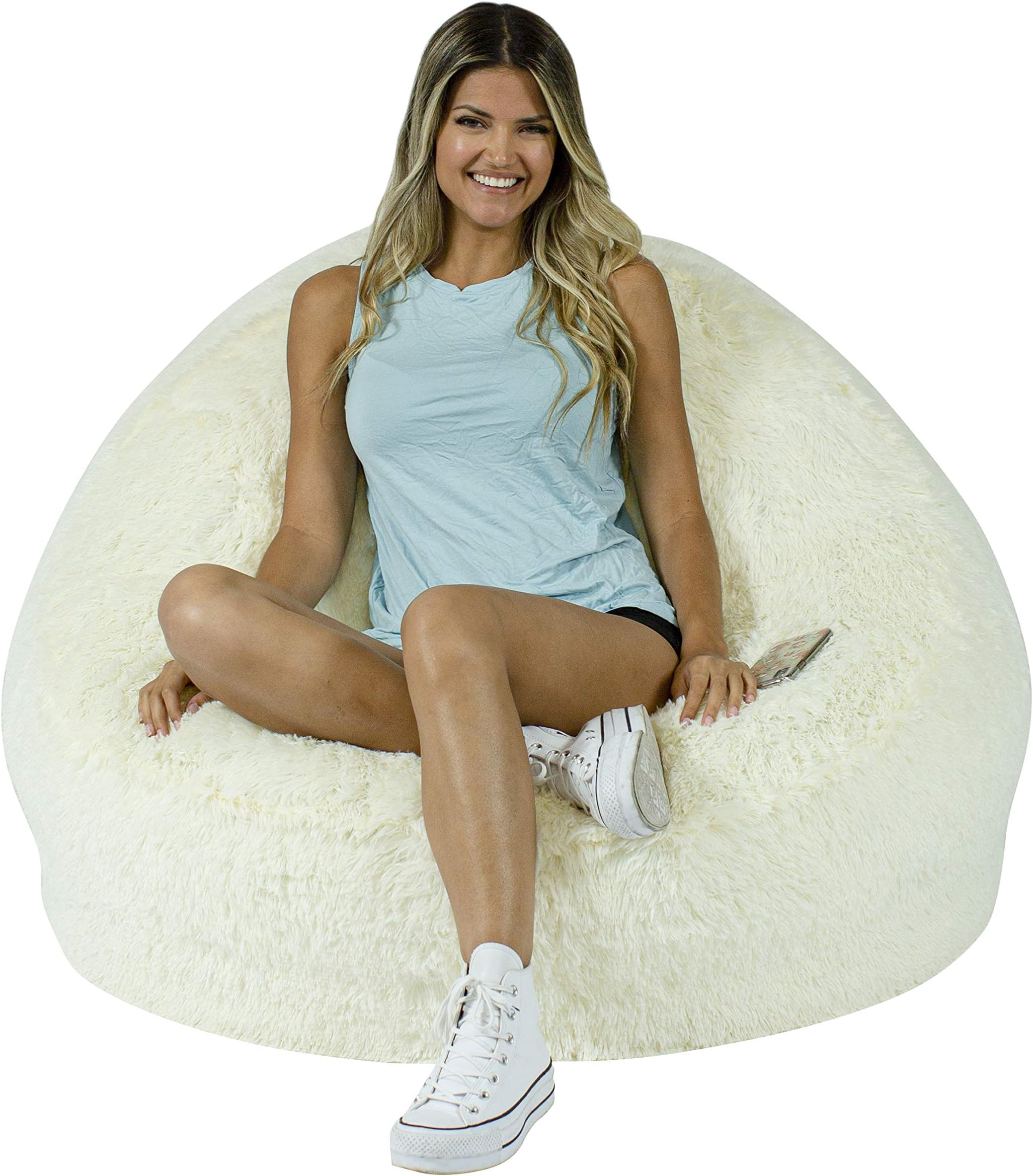 BloChair Mongolian Faux Fur BloChair - 43" Wide Inflatable Chair for Kids, Teens