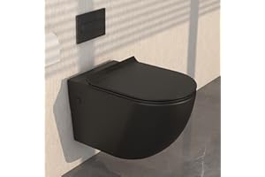 MEJE Wall Hanging Toilet, Soft Close Seat, Matte Black, Ceramic