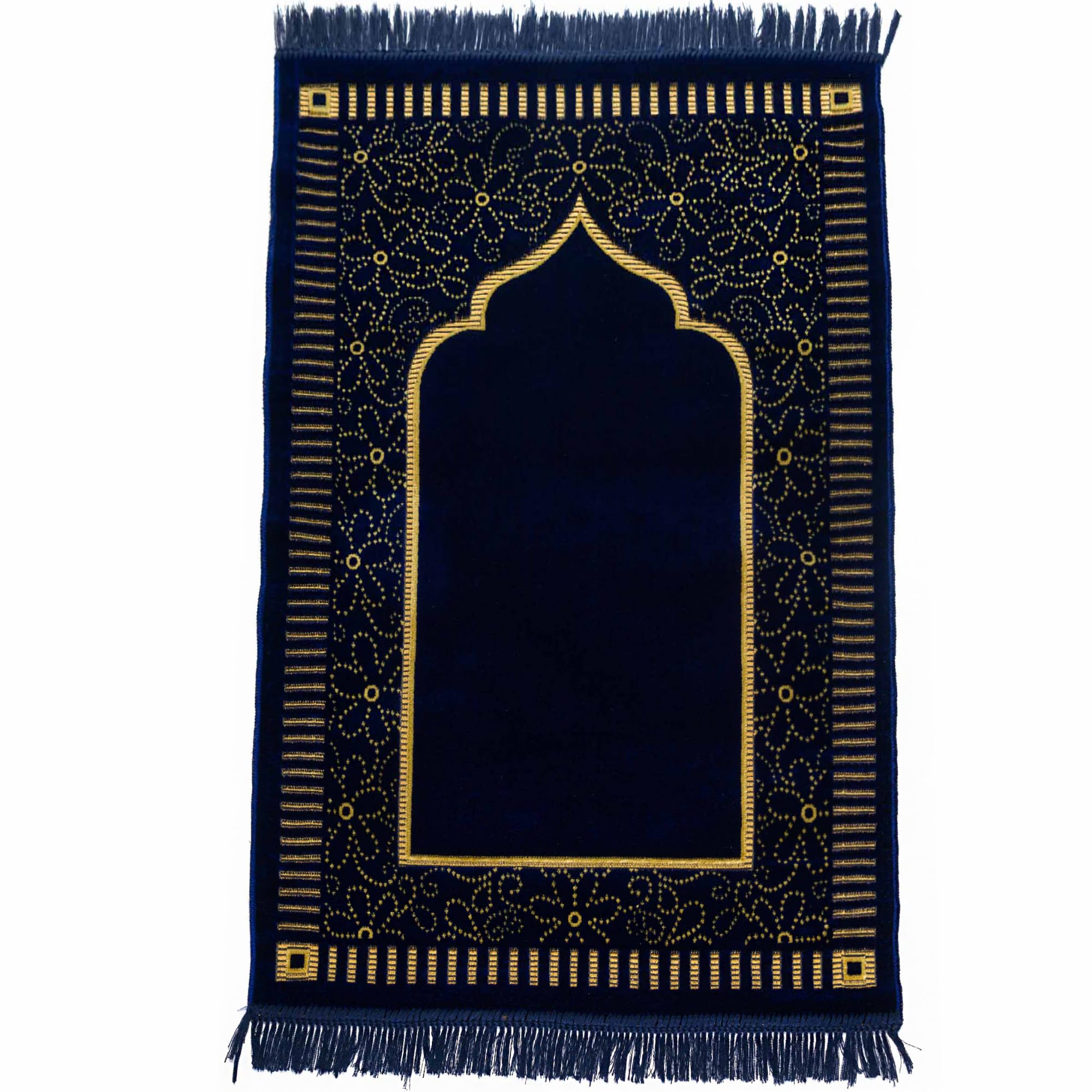 homeart Muslim Prayer Rug, Soft Plush Thin Islamic Prayer Mat, Janamaz, Sajada, Praying Carpet, Islamic Gift for Men & Women, Ramadan Eid Hajj Gift, Riyadh Pattern, Navy