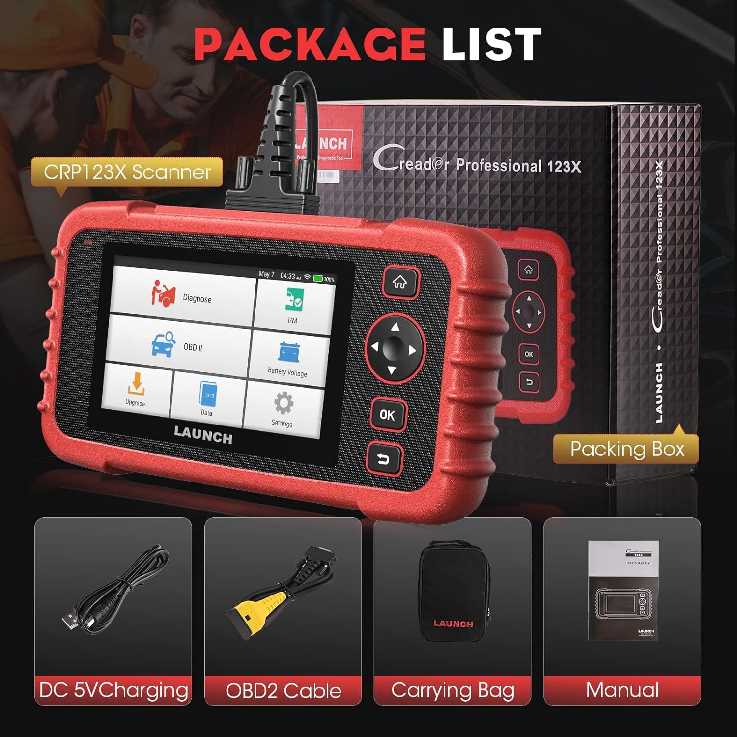 LAUNCH OBD2 Scanner CRP123X Elite Car Scanner,2024 Lifetime Free Online