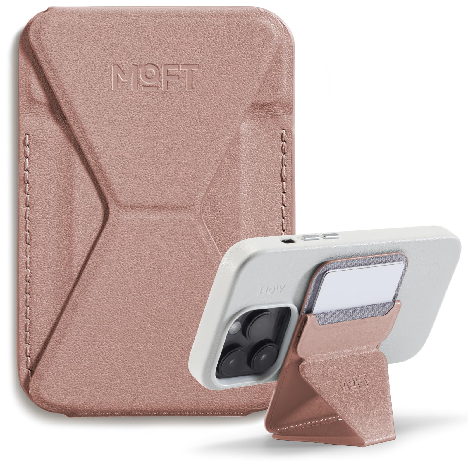 MOFT Snap Magnetic Phone Stand Magsafe Compatible Wallet for iPhone17 16 15 14 13 12 Series, with 3 Viewing Angles, Enhanced Magnetic Strength, 2 Card Holder, Classic Nude