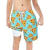 LUCOWEE Boys Swim Trunks Zipper Pockets Compression Liner Anti Chafe Swimsuit Bathing Beach Shorts Surf Quick Dry UPF 50+