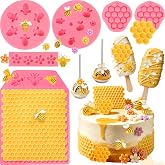 6 Pcs Bumble Bee Silicone Mold Honeycomb Flower Bee Fondant Molds | Honey Comb Molds for Chocolate Desserts Polymer Clay, Making Edible Bees Cake Decorations Cupcake Toppers for Party Wedding