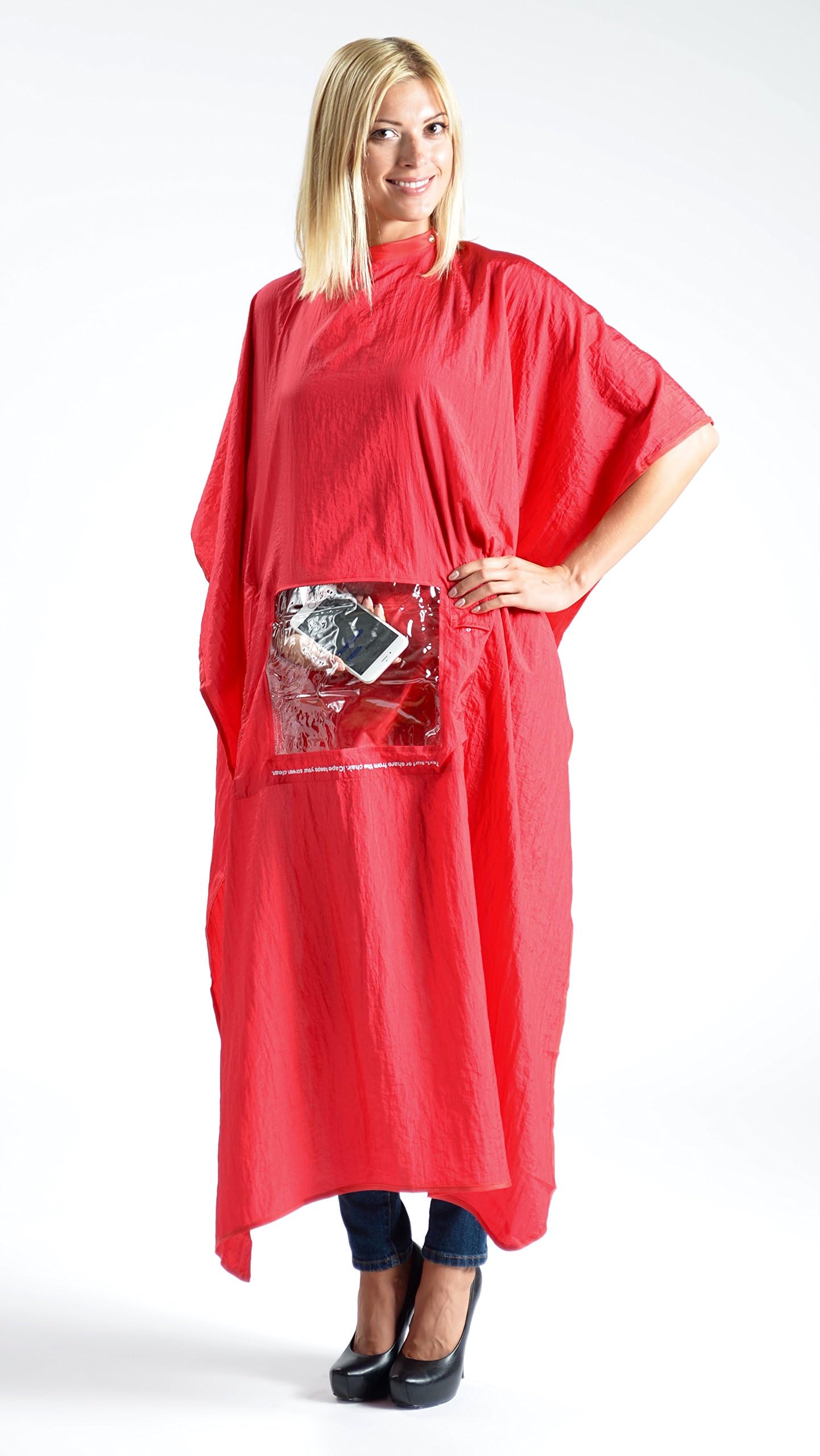 iCape - Red Hair Cutting Cape for Mobile Devices with Window, Pouch and Headphone Slot