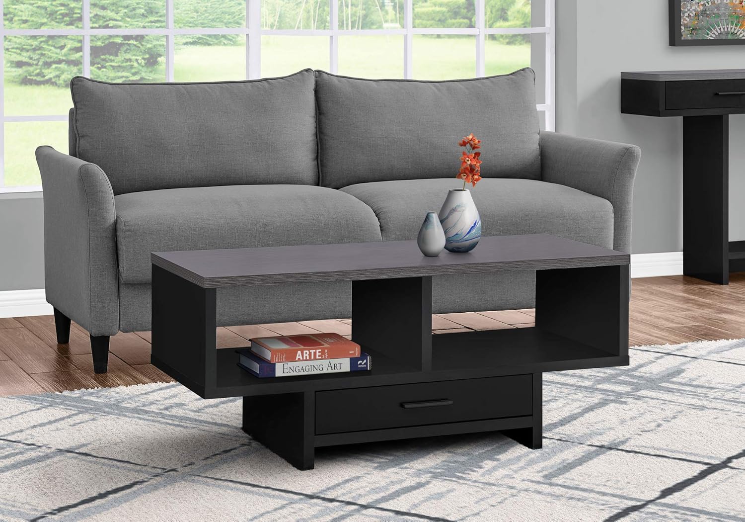 Monarch Specialties Drawer & Shelves Rectangular Cocktail Accent Coffee Table, 43
