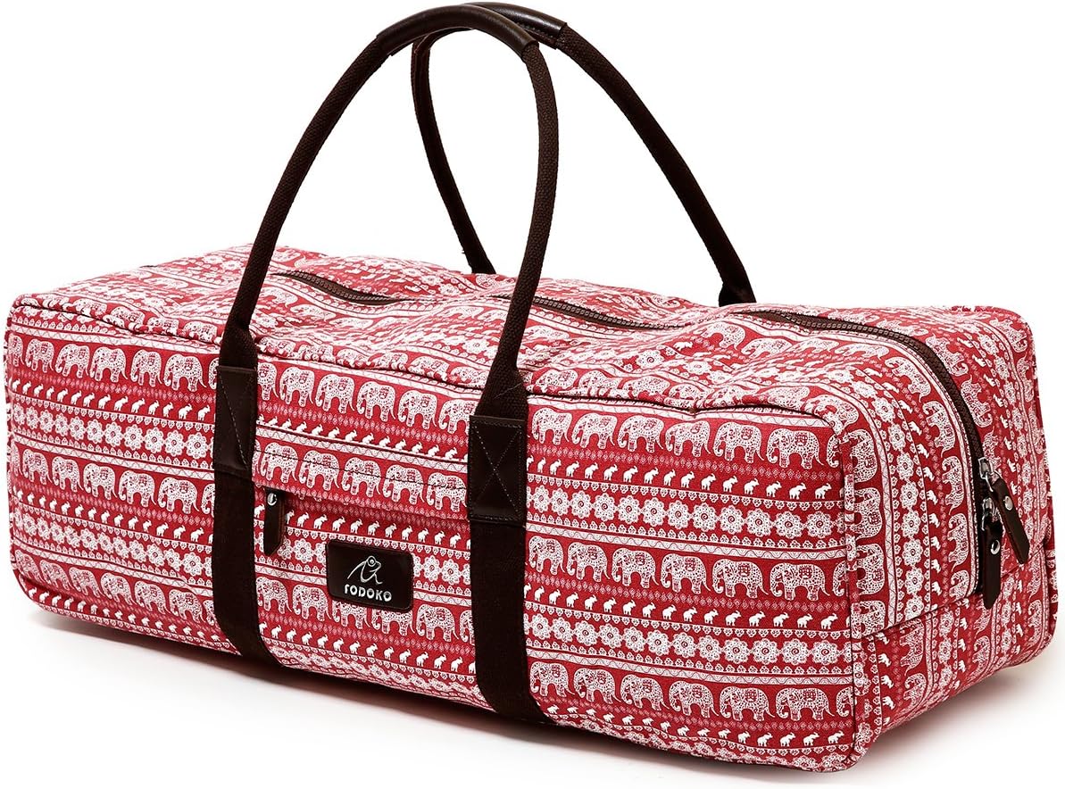 FODOKO Yoga Mat Bag Carrier for Women 26"L X 8.5''D Patterned Canvas with Pocket and Zipper