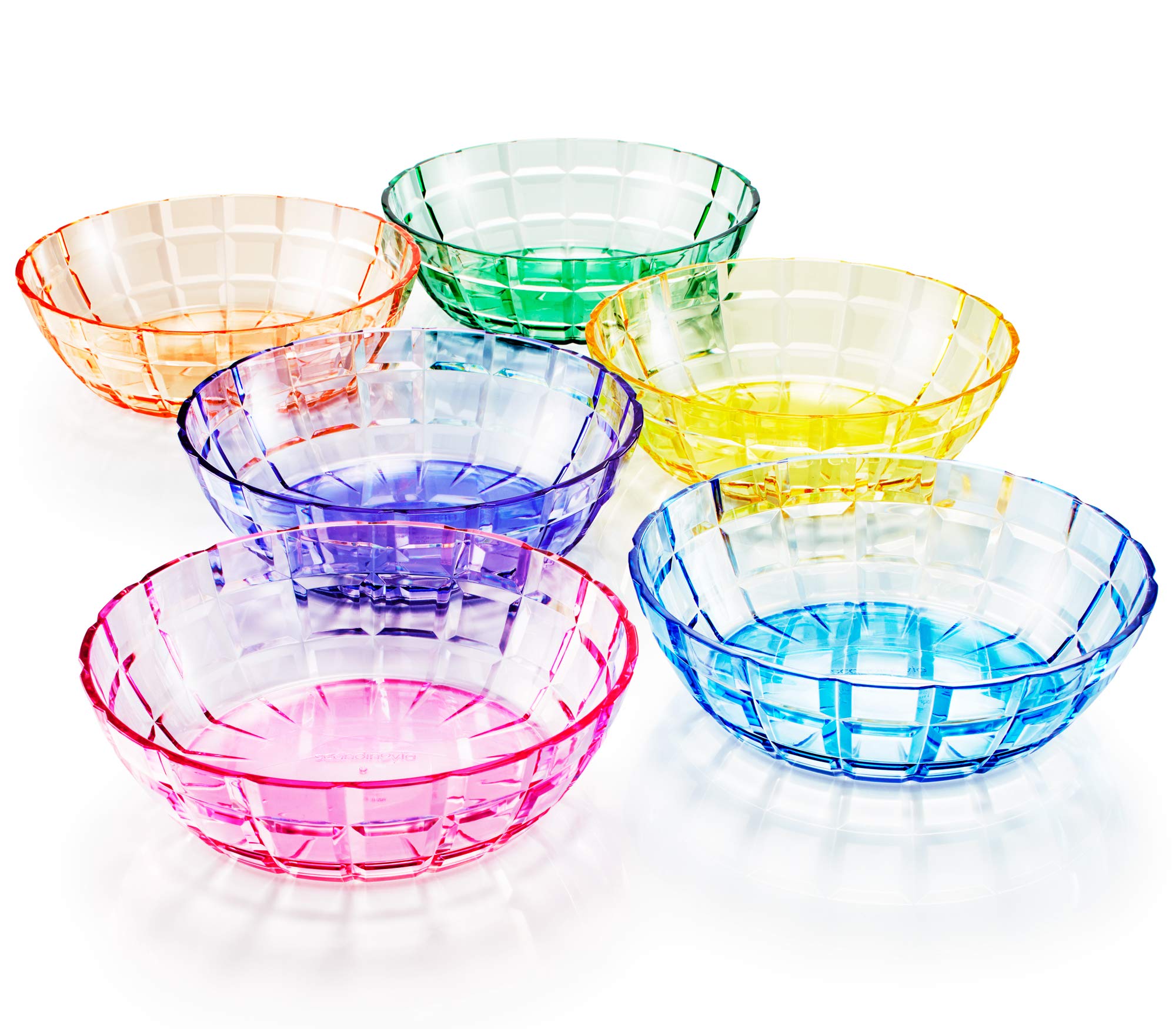 SCANDINOVIA - 1,400 ml Unbreakable Premium Big Salad Bowls - Set of 6 - Tritan Plastic - Perfect for Gifts - BPA Free - Dishwasher Safe