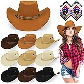 KisSealed 10 Set Cowboy Hat and Bandana,Cowboy Cowgirl Hats Bulk, Western Party Costume for Men Women(5 Colors)