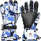 Odtmger Snow Gloves,Touchscreen Ski Mittens,Warm Cold Weather Ski Gloves for Parent Boys Girls