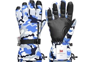 Odtmger Snow Gloves,Touchscreen Ski Mittens, 3M Thinsulate Warm Cold Weather Ski Gloves for Parent Boys Girls