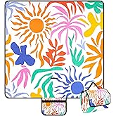 Picnic Blankets Waterproof Sandproof, 79''x79'' Extra Large Foldable & Portable Beach Blanket, 3-Layer Fabric Outdoor Mat for Family Camping, Park, Travel, Grass Lawn, Adults & Kids-Tropical Floral