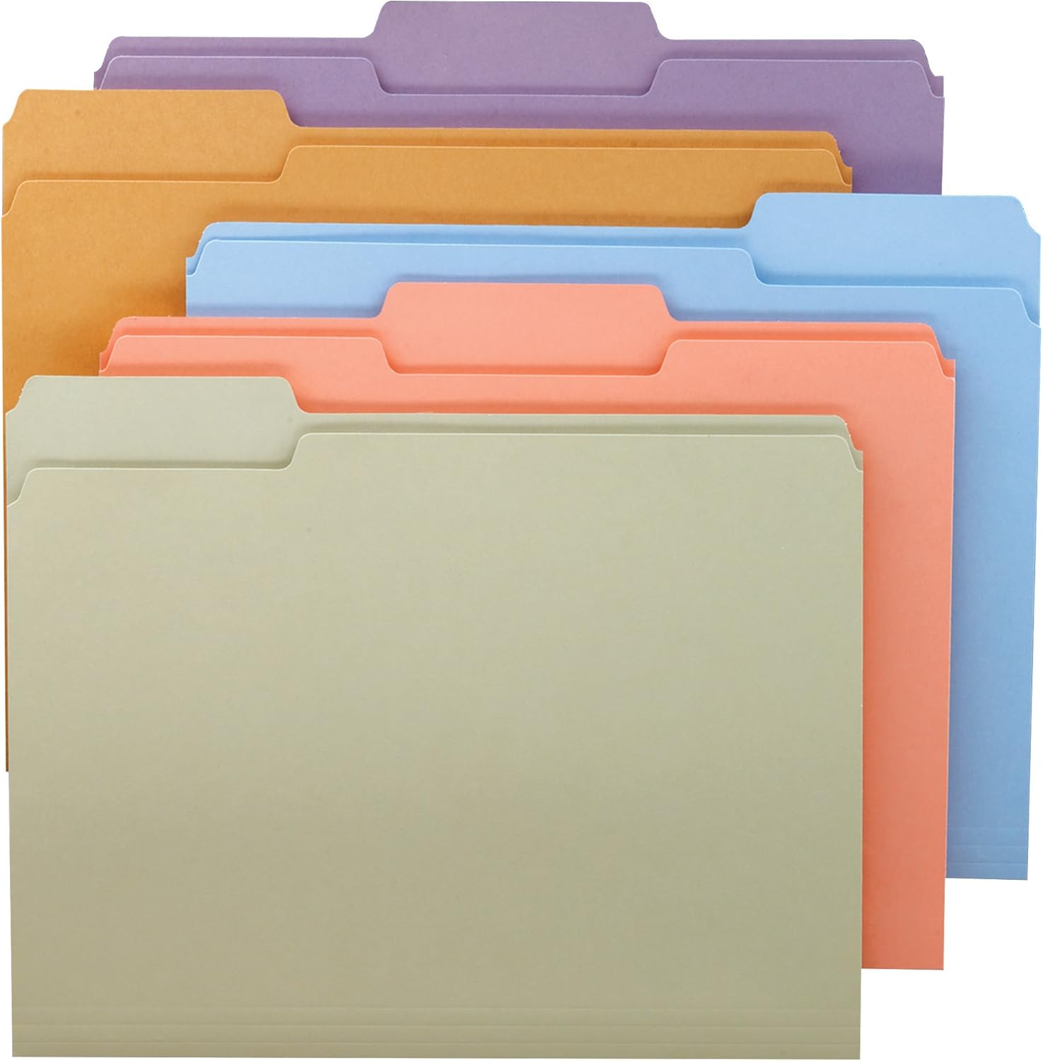 Smead 1/3Cut File Folders, Letter Size, Pastel Assorted Colors, 100