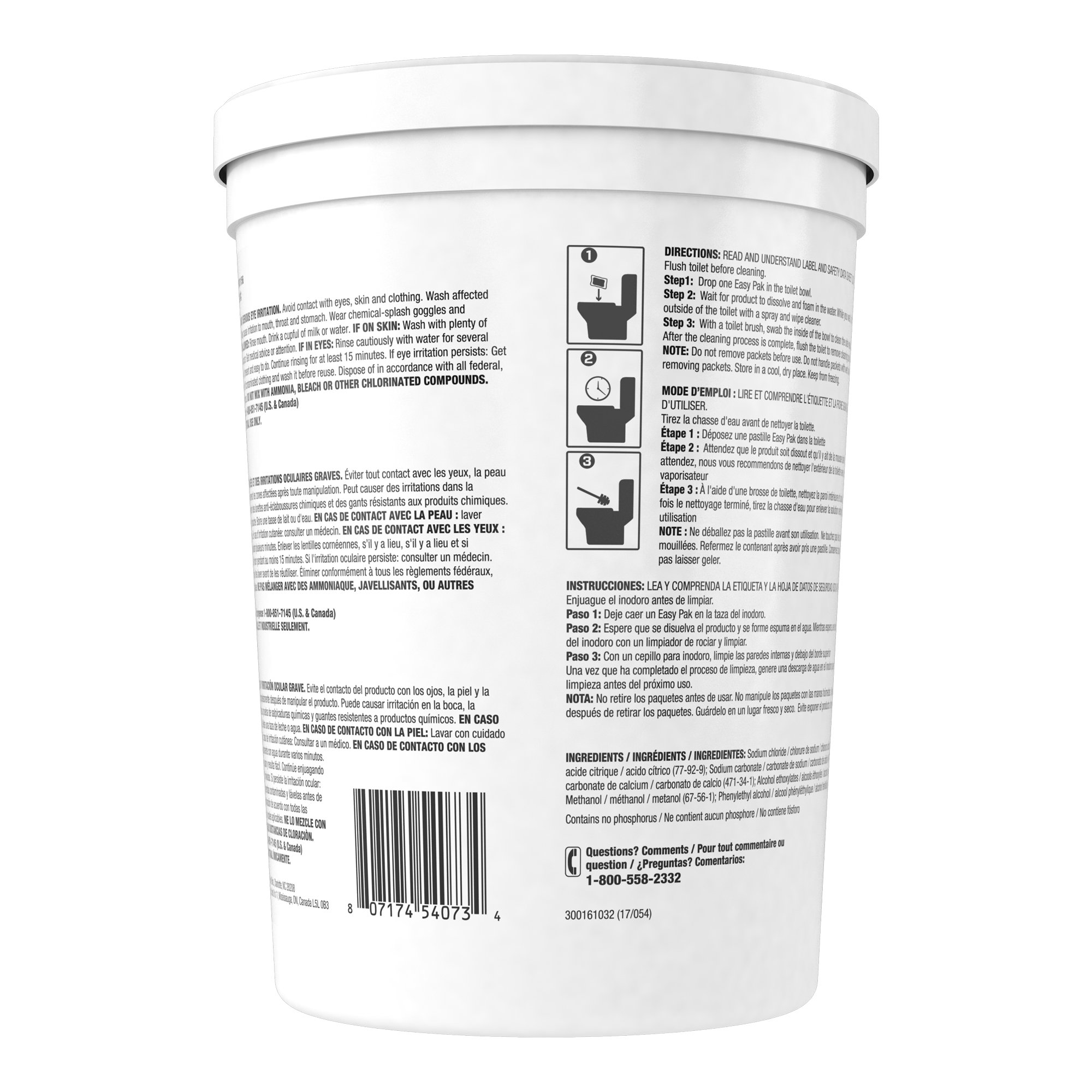 Diversey Crew Easy Paks Toilet Bowl Cleaner, 2 Tubs x 90 Dissolvable