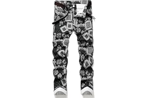 YOBAGGYLO Men's Slim Fit Stretch Jeans Ripped Skinny Distressed Denim Pants