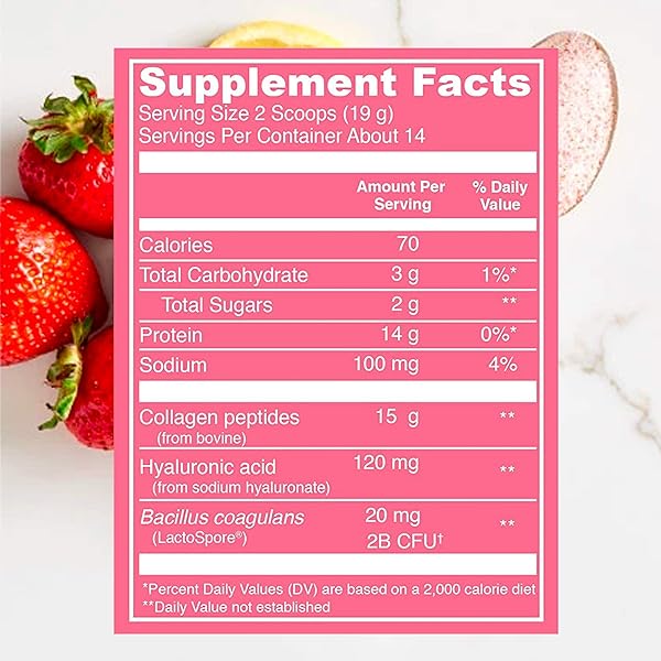 VITAL PROTEINS BEAUTY COLLAGEN (STRAWBERRY LEMON, CANISTER) – 120MG OF HYALURONIC ACID AND 15G OF COLLAGEN PER SERVING