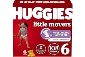 Huggies Size 6 Diapers, Little Movers Baby Diapers, Size 6 (35+ lbs), 108 Count (2 Packs of 54), Packaging May Vary