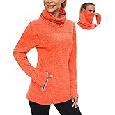 Soneven Women's Running Fleece Sweatshirts Cowl Neck Thermal Pullover Long Sleeve Shirt with Pocket and Neck Gaiter Face Mask
