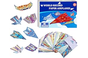 XUOENT Paper Airplane Kits with 16 Classic Designs, 32 Sheets of Colorful Origami Paper, World Record Paper Planes, Airplane Gifts for Boys and Girls Ages 6-12+ (Digital Manual Only, Fun and Easy to Fold)
