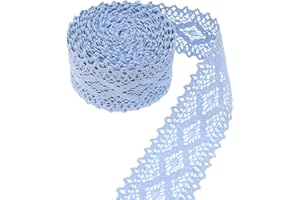 GXTIZAS Lace Trim Cotton Lace Trim Eyelet Lace Ribbon Crochet Sewing Lace for Junk Journal Supplies Crafts Supply(Blue)