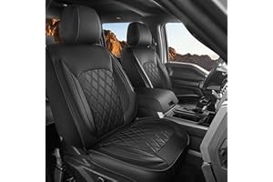 LINGVIDO Truck Seat Covers for 2007-2013 & 2019-2025 Chevy Silverado and GMC Sierra 1500, 2020-2025 Silverado and Sierra 2500HD 3500HD, Waterproof Faux Leather Front Seat Covers for Trucks, Black